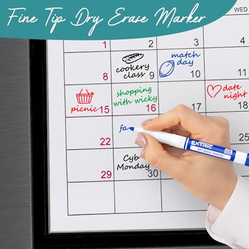 EXTRIC Dry Erase Markers with Eraser 12 PK Whiteboard Set Fine, Chisel | Whiteboard Markers Set with Eraser, 8 Chisel Tip and 4 Fine Tip Style, Low Odor and Non Toxic Ink for Classroom & Teacher - style: Mixed Tip With Eraser
