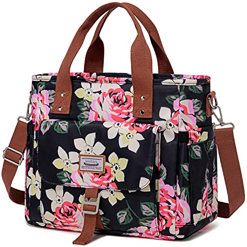 Weitars Lunch Bag for Women,Leak Proof Lunch Box for Work,Insulated Large Lunch Tote Bag with Removable Shoulder Strap, Lunch Bag For Picnic Hiking - color: Peony
