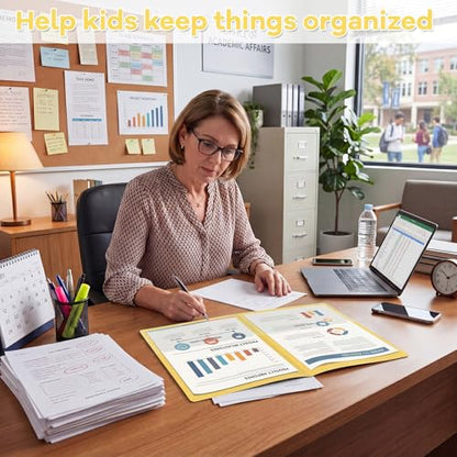 Henoyso 100 Pcs Folders Take Home Heavy Duty 2 Pocket Homework Folder for Students Parent Teacher Communication, 11.8 x 9.45 Inch(Yellow) - color: Yellow