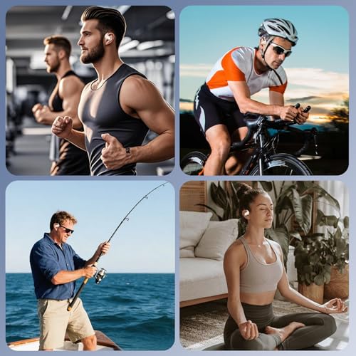 Open Ear Wireless Earbuds Headphones, Bluetooth Built-in Mic,Waterproof, LED Display Charging Case,on Ear Hooks Clip Ear Buds，Ultra-Comfort Earphones Design for Walking/Running/Sport - color: blue‌green721