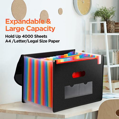 Large Accordion File Organizer, 24 Pockets Legal File Folder, Expanding File Folder for Legal/Letter/A4 Size Papers, Receipt, Bills, Important Documents - style: Upgraded - Legal/Letter/A4 Paper