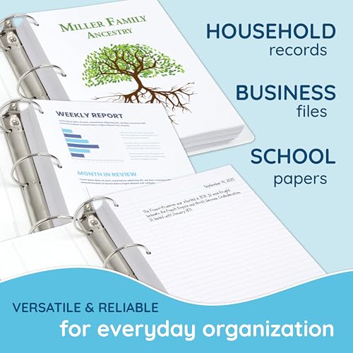 White 3 Ring Binder 3 Inch Heavy Duty Large Binder with Clear View Cover for Office and School, Big Rings Hold up to 625 Sheets of 8.5 x 11 Inch Paper, 4 Pack
