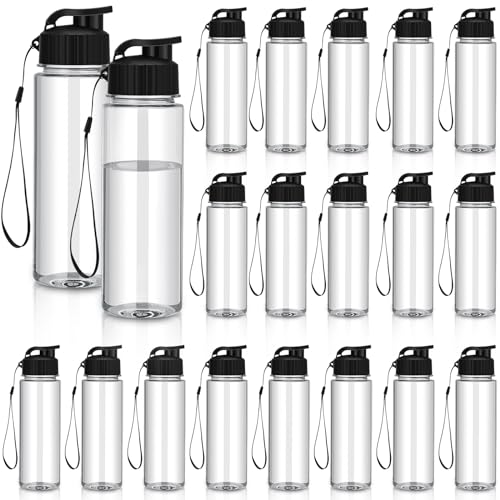 Mifoci 20 Pieces Water Bottle Bulk 17 oz Plastic Water Bottles Bulk Gym Sports Adults Reusable Large Bottles with Leak Proof Flip Top for Party Outdoor (Black) - color: Black