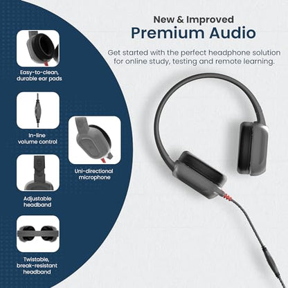 Brenthaven Rugged 2 Wired Headphones with Mic | USB C - Long Tangle Free Chew-Proof Cord w In Line volume control - Reliable Drop Tested and Comfortable for Kids K-12 Students Classroom and School Use - size: USB-C