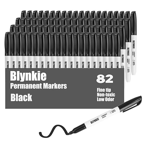 Permanent Markers Bulk Fine Tip 82 Pack, Waterproof Markers, Premium Smear Proof Pens, Quick Drying, Office Supplies for Office, Home