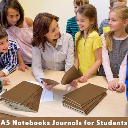 Mimorou 100 Pcs Journals Notebooks Bulk - Kraft Softcover A5 Small Notebooks 5.5 Inch x 8.3 Inch Notepads with 60 Page 30 Sheet for Writing Sketch Travel Office Supplies(Dark Brown,Lined) - color: Dark Brown, style: Lined