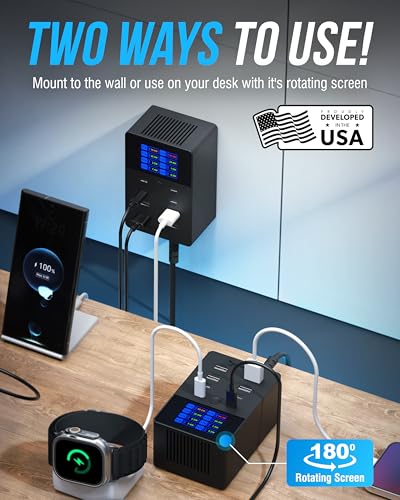 SABRENT VOLTIK Charging Station, 252W 8-Port USB C and USB A Desktop Charger, UL Certified with Real-Time LCD Display, Fast Charging for MacBook, iPhone, Samsung and More - size: 8-Port