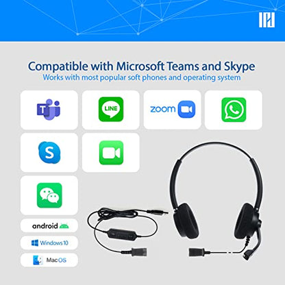 IPD IPH-165 USB Headset with Noise Cancelling Microphone for Office and Call cengter- Compatible with Skype, Microsoft Teams, Cisco Jabber, Avaya One-X and Other Soft Phones - color: Foam Cushion, style: Binaural