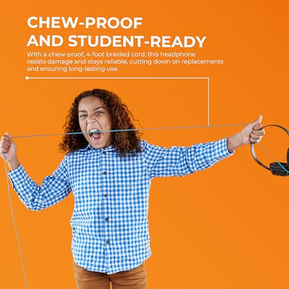 Gumdrop DropTech On-Ear Wired Headphones No Mic | 3.5 mm - Long Tangle Free Chew-Proof Cord - Rugged Reliable Drop Tested and Comfortable for Kids K-12 Students Classroom and School Use - size: New DropTech Headphones (Black) Single Unit