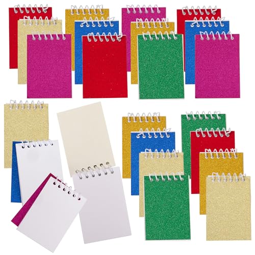 Playbees Mini Prism Spiral Notepads - 24PK Bulk Small Pocket Mini Notebooks for Kids, 2.5 Inch x 3.6 Inch - 20 Sheets Per Book, Top Bound Spiral Memo Note Pads for Party Favor Gifts and Goodie Bags