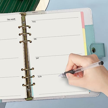 Harphia A5 6 Holes Binder Refill Value Set,90sheets weekly plan paper with sticker and divider,week planner inserts with binder pockets for A5 binder 6 hole refillable notebook,005da5week - color: Week Paper Set, size: A5