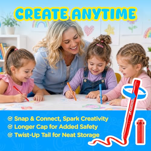 Pagather Silky Twistable Crayons, 12 Colors Washable Crayons for Toddlers 1-3 and Kids Age 2-8, Smooth Coloring DIY Stackable Gift for Classroom, Art, Crafts and Creative Projects