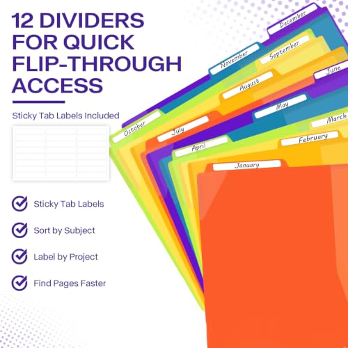 Binditek 1 Pack 24 Pocket Poly Project Organizer with 12 Dividers, Heavyduty Folder with Customizable Front Cover, Metal Wire Binding Spine, Extra Zipper Pouch, Letter Size, Office Supplies - color: 24 Pockets, style: 1 Pack