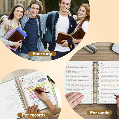 QIYVLOS Hardcover Spiral Notebook, B5 Journal with Removable Dividers Tabs, 5 Subject Notebook College Ruled, 320 Pages 8"x10" Leather Notebooks for Work School Study, Lined Journal for Women, Brown - color: B5/Brown