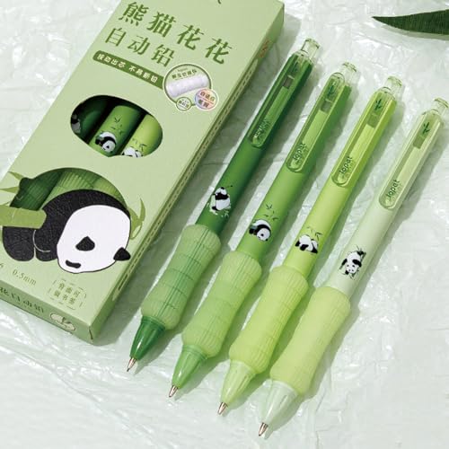 MOZXIRZ 4 Pcs Mechanical Pencils 0.5mm Cute Panda Mechanical Pencil Kawaii Cartoon Pencils School Pencil for Students Women (4Pcs Panda) - color: 4Pcs Panda