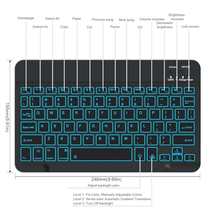 Backlit Bluetooth keyboard for Phone, Tablet, iPad Air, Pro, Mini, A16, M2, M3, Galaxy, ChromeBook, MackBook, Wireless Travel Keyboard for Computers - Rechargable, Lightweight, Slim, Easy to Carry