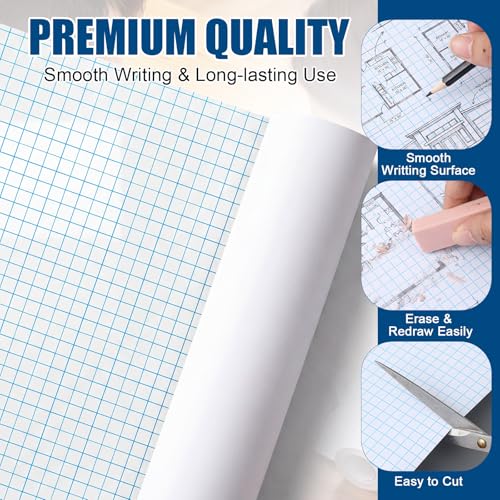 Jetec 1 Roll Large Grid Graph Paper Roll 1/4'' Grid 16.5 Inch x 98ft Engineering Drafting Paper for Blueprint School Classroom Graphing Supplies Engineer Architect Designer Mathematician Gifts - color: 1/4'' Grid, size: 16.5 Inch X 98ft