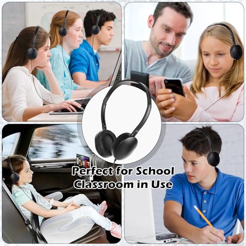 Classroom Kids Headphones Bulk 100 Pack,Class Set of Headphones | for School Students Children Boys Girls Teen and Adult 3.5mm Jack (Black) - size: 100 Pack Black