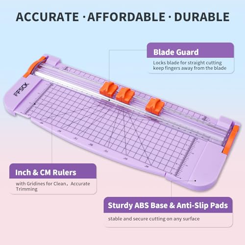 A4 Purple Paper Cutter Slider 12 Inch Titanium Straight Paper Trimmer, Paper Cutter for Classroom Scrapbooking Cutter, Papercraft Supplies - color: Purple