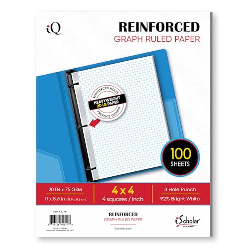 iScholar Reinforced Quad Filler Paper, 100 Sheets (83444) - style: Quad Ruled