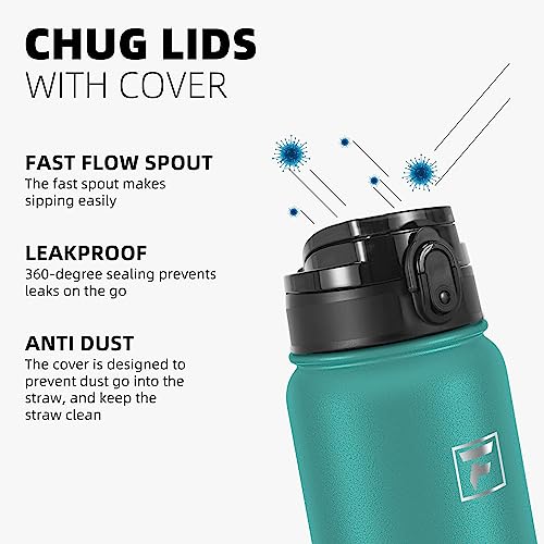 Fanhaw 40 oz Insulated Stainless Steel Water Bottle with Chug Lid, Leakproof & Sweat-Free Extra-Large Metal Bottle for Outdoor, Hiking & Gym (Green Blue) - color: Green Blue, style: 40 Ounces