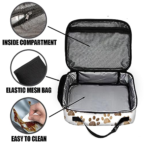 Paw Print Lunch Bag Reusable Insulated Lunch Box Keep Food Cooler Thermal Lunch Tote for Women Men - color: paw print