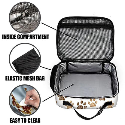 Paw Print Lunch Bag Reusable Insulated Lunch Box Keep Food Cooler Thermal Lunch Tote for Women Men - color: paw print