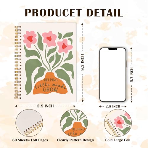 Qabliqo Teachers Gifts Spiral Notebooks, Boho Floral Helping Little Minds Grow Teacher Gifts Journal, Teacher Appreciation Gift Notebook for Note Taking, Teachers Office Supplies, 5.5x8.3 Inch - color: Helping Little Minds Grow