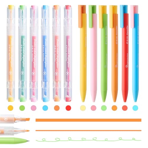 Bible Highlighters, 12 Pack Pastel No-Bleed Dual Chisel & Fine Tip | Double-ended chisel & fine tips, quick-dry no-bleed pastel ink. Ideal for Bible study, school notes, journaling & art crafts. - color: dopamine