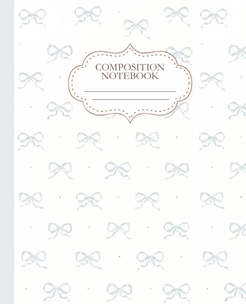 Cute Blue Bow Composition Notebook | Wide Ruled | 7.5 x 9.25" | 110 Pages