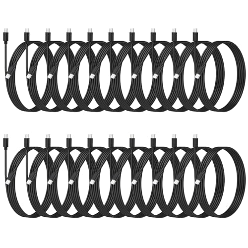weishan 20-Pack USB C 48W PD Fast Charger Cable - Multipack USB-C to Type C Charging Cords Bulk, 3.3ft - color: Black