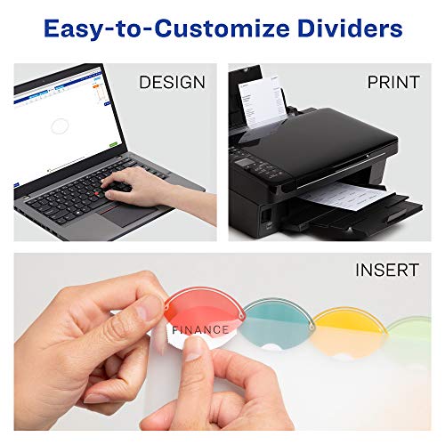 Avery Insertable Style Edge Plastic Mini Dividers for 3 Ring Binders, 5.5" x 8.5", 5-Tab Set, Multicolor, 1 Set (11118)