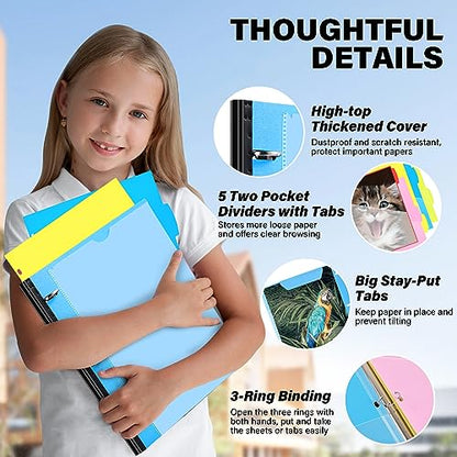WOT I Telescoping Project Organizer 2-Pack, Refillable Binder with Dividers and Pockets, 13 Pocket Folders, 1 Inch 3 Ring Binder, Blue - color: Blue, size: 2 Pack
