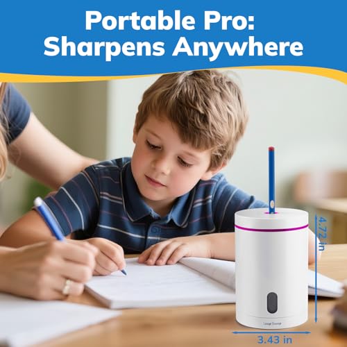 Electric Pencil Sharpener, Fully Automatic Pencil Sharpener with Auto In and Out, Rechargeable and Hands-Free for Standard 6-8mm Pencils, Perfect for Classroom and Home Use (White and Pink) - color: White & Pink