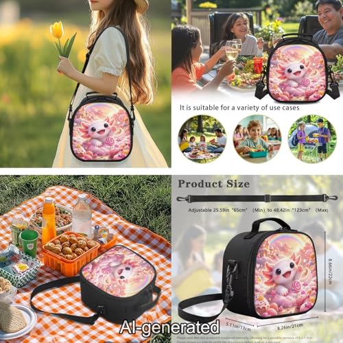 Cute Axolotl Kids Backpack Set 5 Pieces with Lunch Bag Pencil Case and Water Bottle Holder Large Capacity School Backpack for Girls Boys and Travel - color: Cute Axolotl-a