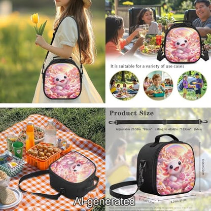 Cute Axolotl Kids Backpack Set 5 Pieces with Lunch Bag Pencil Case and Water Bottle Holder Large Capacity School Backpack for Girls Boys and Travel - color: Cute Axolotl-a