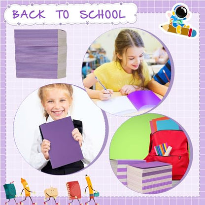 Handepo 100 Pack A5 Composition Notebooks Bulk 5"x8" Wide Ruled Purple Soft Cover Journals, 60 Pages Journals Bulk School Supplies for Students Classroom Office - color: Purple, size: A5