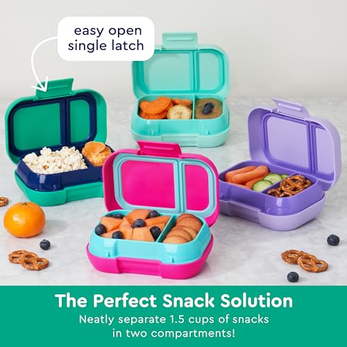 Bentgo Kids Snack Leak-Proof 2 Compartment Bento-Style Container | For Snacks & Small Meals, Easy-Open Latch, Dishwasher Safe, BPA-Free for School, Daycare, & Sports, Ages 3+ (Green/Navy) - color: Green/Navy