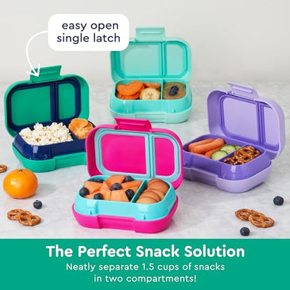 Bentgo Kids Snack Leak-Proof 2 Compartment Bento-Style Container | For Snacks & Small Meals, Easy-Open Latch, Dishwasher Safe, BPA-Free for School, Daycare, & Sports, Ages 3+ (Green/Navy) - color: Green/Navy