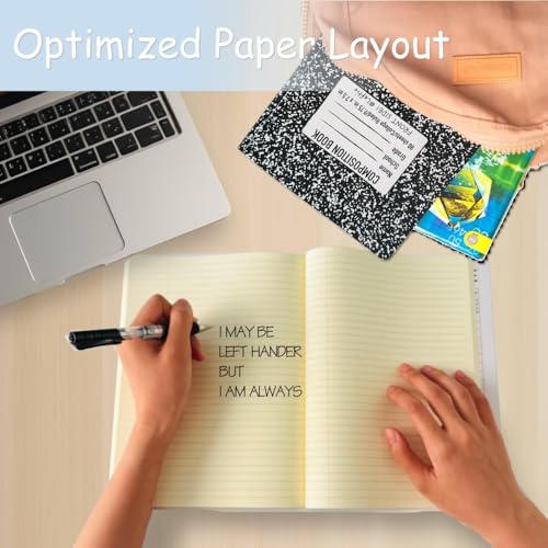 Left Handed Composition Notebook, Black Marble Left Handed Notebooks | 9.75" x 7.5", Hard Cover Left Handed Notebooks for Adults, 160 Pages, College Ruled, For Adults and School, 1pk - color: Black Marble 1PK