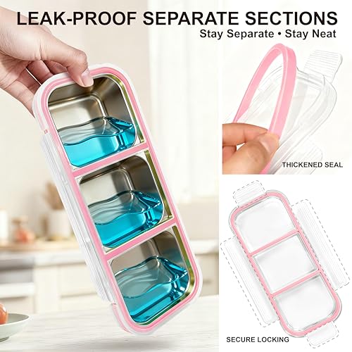Stainless Steel Bento Box (2+3 Compartments Pink) - color: 2+3 Compartments Pink