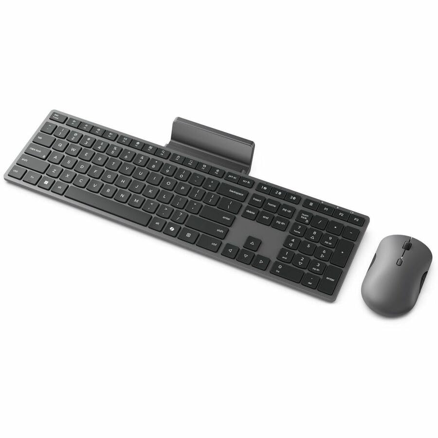Lenovo 700 Modern Wireless Keyboard & Mouse Combo, 2.4 GHz Dongle & Dual Bluetooth Connection, AES-128 Encryption, 36 Month Battery Life, Quiet Mouse, Luna Grey - size: Combo