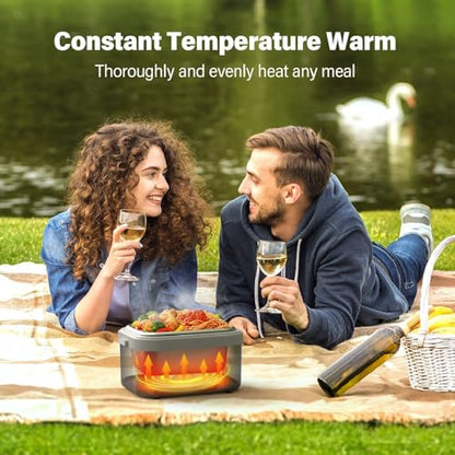 Cordless Electric Lunch Box for Adults: 1.5L Heated Lunch Box for Men Women with Automatic Heating 18000mAh Rechargeable Portable Food Warmer with Bag and Tray Divider for Office Truck Outdoor