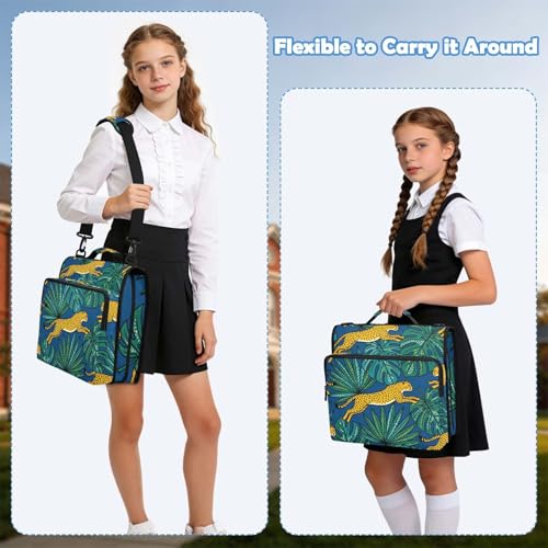 Cheetahs 2inch 3 Ring Zipper Binder Multi-Pocket Storage Holds 14 Inch Laptop for Students and Office Use - color: Cheetahs