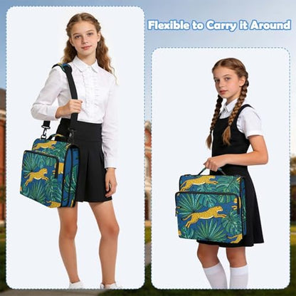 Cheetahs 2inch 3 Ring Zipper Binder Multi-Pocket Storage Holds 14 Inch Laptop for Students and Office Use - color: Cheetahs