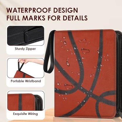 Trading Card Binder Album, PU Leather Baseball Card Binder with 900 Side Loading Pockets, Double Sided Pocket Zipper Card Binder for MTG, TCG, Game Cards, Sports Cards (Basketball) - color: Basketball
