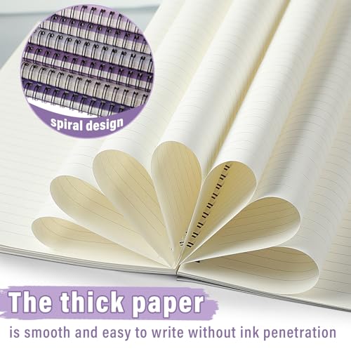 Fuutreo 6 Pack B5 Spiral Notebooks 10.5 x 7.45 Inch College Ruled Aesthetic Journal Kraft Hardcover 70 Sheets (140 Pages) Spiral Notebook for Office Students Work Journaling(Purple Series,Purple) - color: Purple Series
