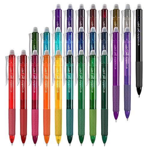 Vanstek 26 Colors Erasable Gel Pens, Retractable Erasable Pens Clicker, Fine Point(0.7), Make Mistakes Disappear, Premium Comfort Grip for Drawing Writing Planner and School Supplies - color: 26 Colors