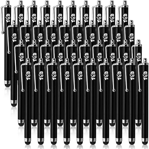 TCD 40-Pack Stylus Pens for Touch Screens – Universal Stylus Pen for iPad, iPhone, Galaxy Tablet, Android, Chrome Book, Laptop – Premium Thick Rubber Tip Styluses for All Touchscreen Devices, Black - color: Black, size: 40 Pack