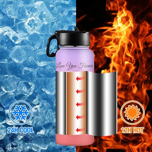 D-Story Personalized Insulated Water Bottle with Straw 18Oz Text Name Custom Picture Stainless Steel Sports Water Bottles for Kids Women Men Customized Double Wall Vacuum Cup Birthday Gifts - color: Design 24